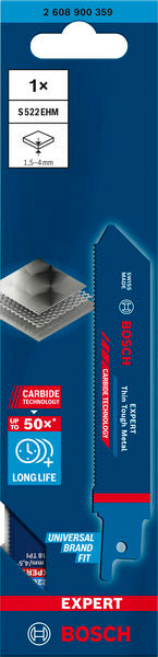 EXPERT ‘Thin Tough Metal’ S 522 EHM Reciprocating Saw Blade 1-pc
115x19x1 - 0