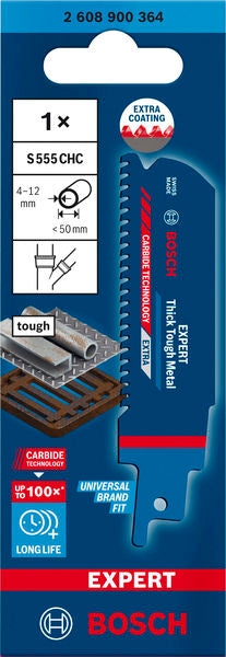 EXPERT ‘Thick Tough Metal’ S 555 CHC Reciprocating Saw Blade 1-pc
 100x25x1.25 - 0