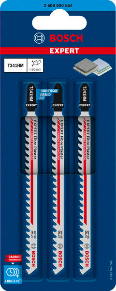 EXPERT ‘Fiber Plaster’ T 341 HM Jigsaw Blade 3-pc - 0