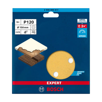 EXPERT C470 Sandpaper with 6 holes for Random Orbital Sanders 150 mm, G 120 5-pc - image 02