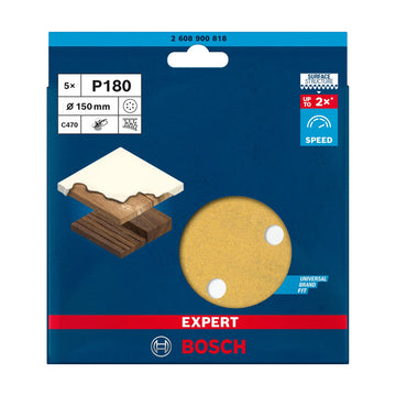 EXPERT C470 Sandpaper with 6 holes for Random Orbital Sanders 150 mm, G 180 5-pc - image 02
