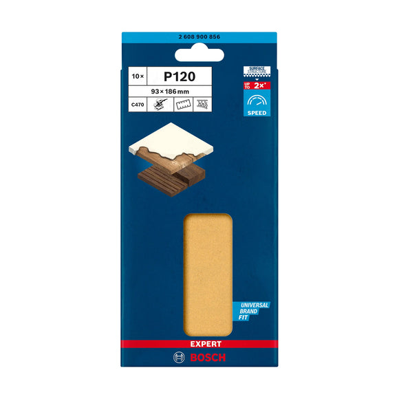 EXPERT C470 Sandpaper with 8 holes for Orbital Sanders 93 x 186 mm, G 120 10-pc - image 02