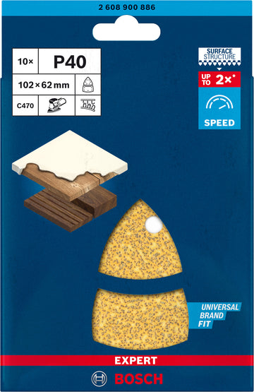 EXPERT C470 Sandpaper with 11 holes for Multi Sanders 102 x 62 mm, 93 mm, G 40 10-pc - 0