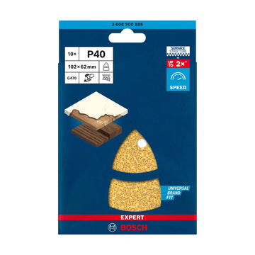 EXPERT C470 Sandpaper with 11 holes for Multi Sanders 102 x 62 mm, 93 mm, G 40 10-pc - image 02