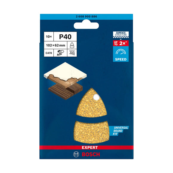 EXPERT C470 Sandpaper with 11 holes for Multi Sanders 102 x 62 mm, 93 mm, G 40 10-pc - image 02