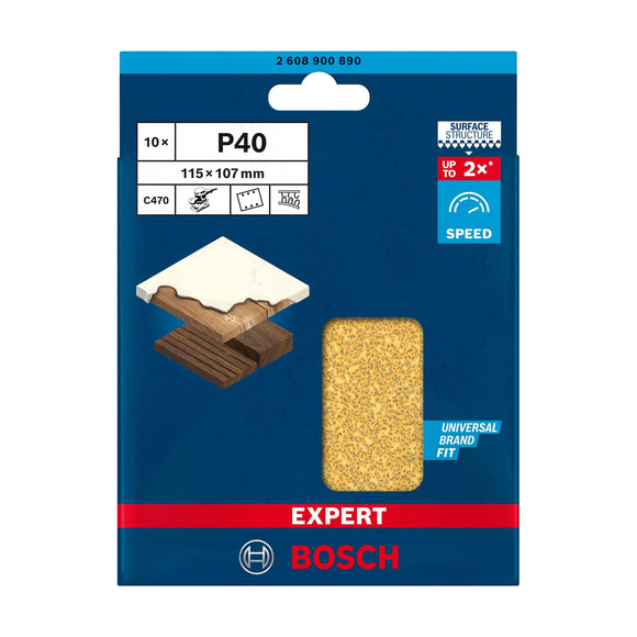 EXPERT C470 Sandpaper with 6 holes for Orbital Sanders 115 x 107 mm, G 40 10-pc - image 02