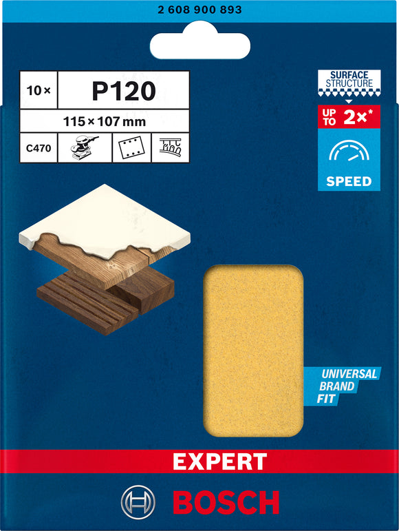 EXPERT C470 Sandpaper with 6 holes for Orbital Sanders 115 x 107 mm, G 120 10-pc