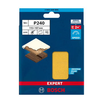 EXPERT C470 Sandpaper with 6 holes for Orbital Sanders 115 x 107 mm, G 240 10-pc - image 02