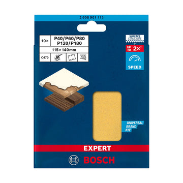 EXPERT C470 Sandpaper Set for Orbital Sanders 115 x 140 mm, G 2x40/2x60/2x80/2x120/2x180 10-pc - image 02