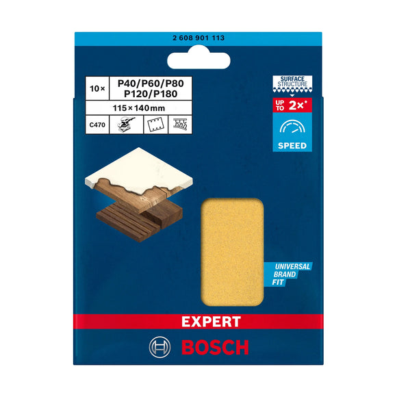 EXPERT C470 Sandpaper Set for Orbital Sanders 115 x 140 mm, G 2x40/2x60/2x80/2x120/2x180 10-pc - image 02