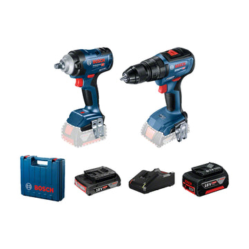 Bosch Cordless Combo GDS 18V-400 + GSB 18V-50 + 1x5.0 Ah + 1x2.0 Ah + GAL 18V-40, case - image 01