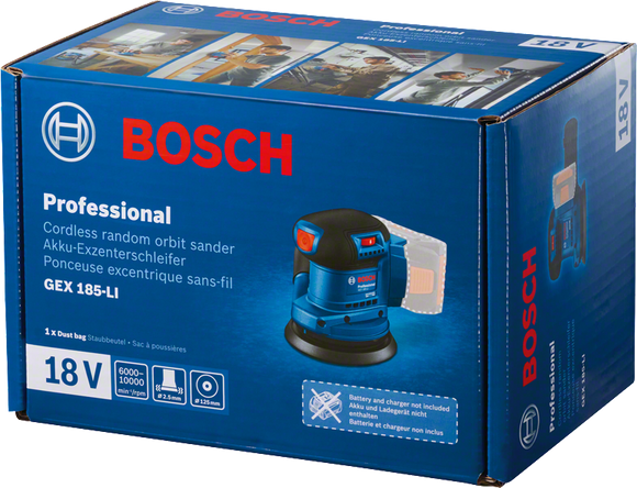 Bosch Cordless Random Orbital Sander GEX 185-LI Solo excl Battery & Charger