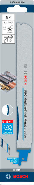 PRO Medium-Thick Metal precise S1137BEF Blade, 1.1 x 25 x 225 mm, 5 pcs - 0