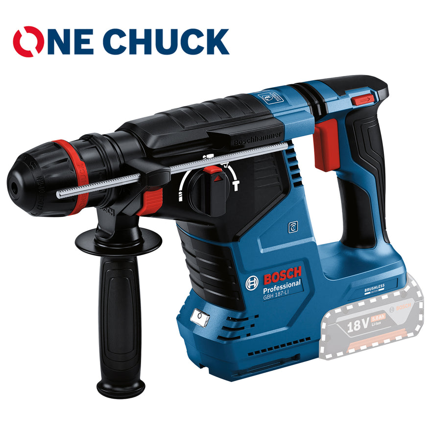Bosch Cordless Rotary Hammers 1-2KG GBH 187-LI Solo excl Battery & Charger