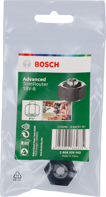 Bosch Collet with nut 1/4” for Advanced Trim Router (avl Q2 2023) - 0