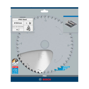 PRO Steel Circular Saw Blade, Corded, 254 x 2.2 x 25.4 mm, T52 - image 02