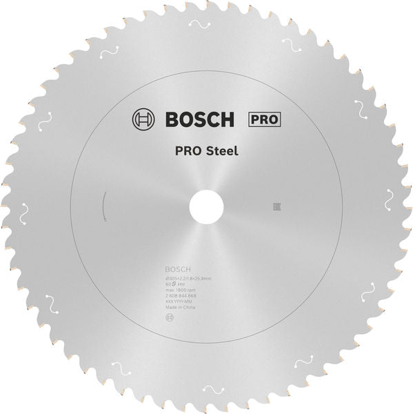 PRO Steel Circular Saw Blade, Corded, 305 x 2.2 x 25.4 mm, T60