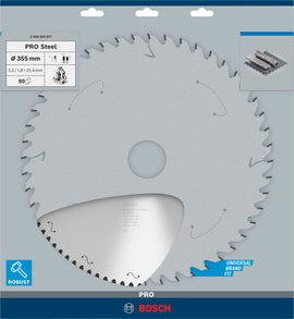PRO Steel Circular Saw Blade, Corded, 355 x 2.2 x 25.4 mm, T90 - 0