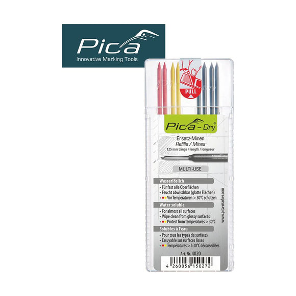 Pica Dry Refills 8 Piece Set 2 x Red, 2 x Yellow, 4 x Graphite - image 01
