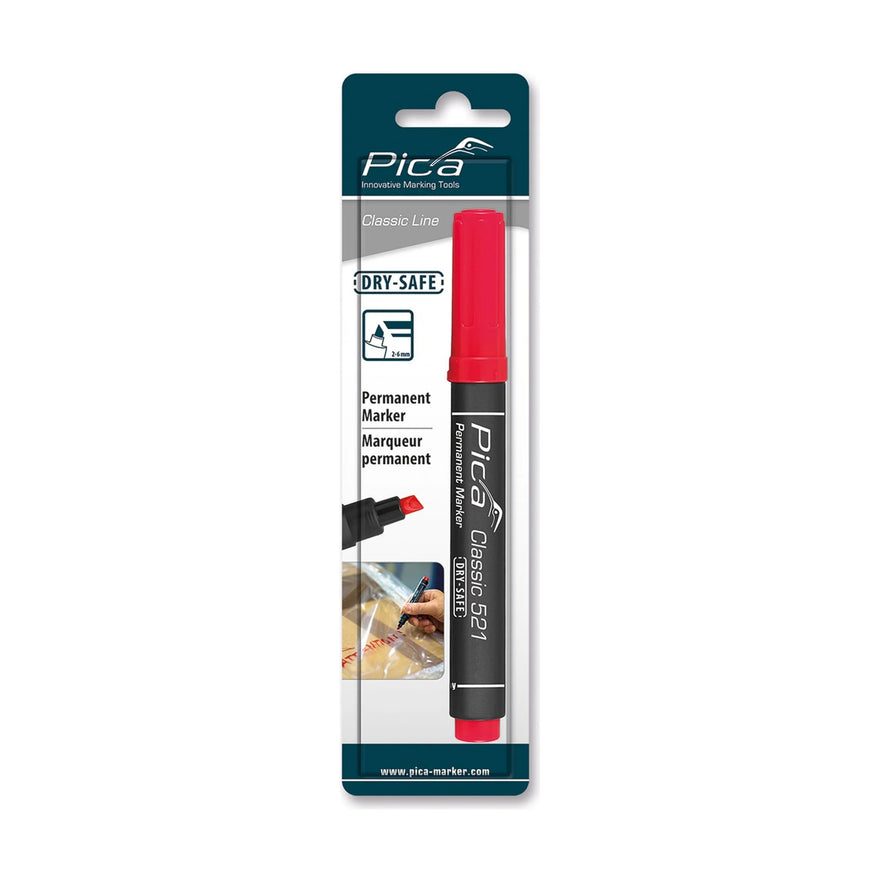 Pica Permanent Marker 2-6mm Chisel Tip Red Blister - image 01
