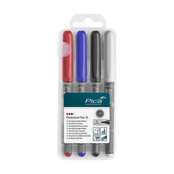 Pica Permanent Pen 4 Piece Set Medium Ass. Colors with Instant - White Pen - image 01