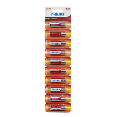 Philips Power Alkaline AA Batteries 10-Single Blister with Tear Card in Electrical & Lighting,Electrical Accessories,Batteries