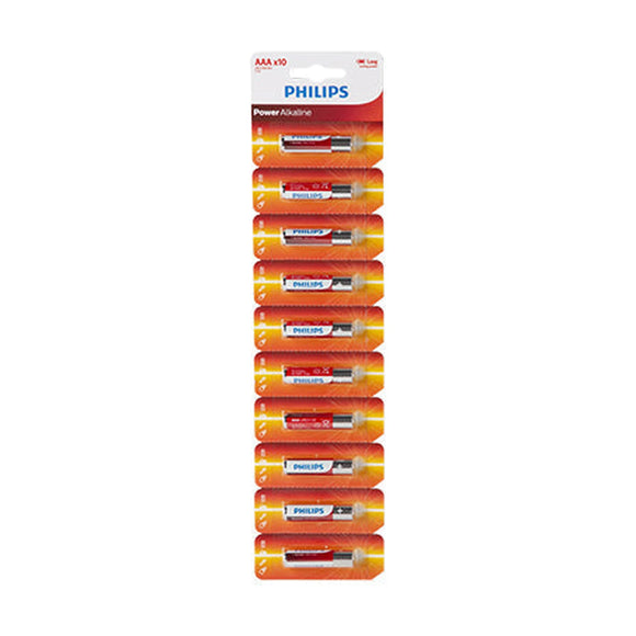 Philips Power Alkaline AAA Batteries 10-Single Blister with Tear Card - image 01