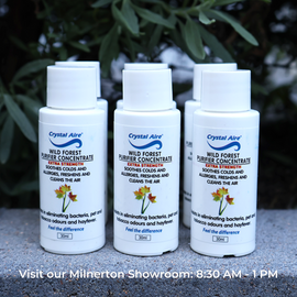 Image of a Crystal Aire 30ml Wild Forest Air Purifier Concentrates 6 Pack out of packaging