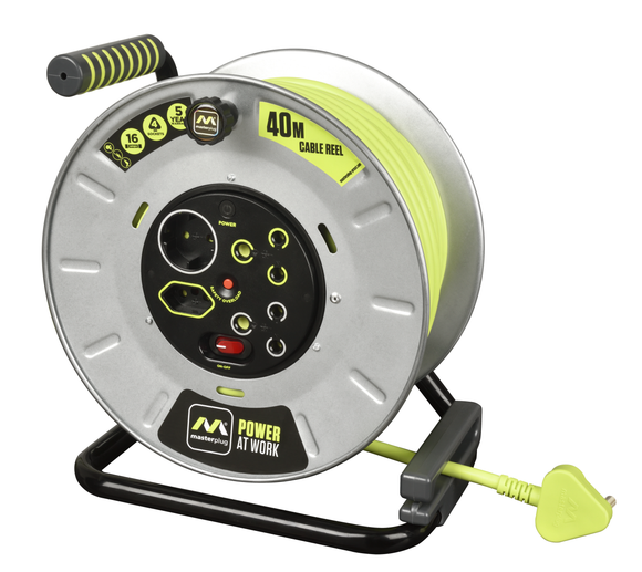 Image of  Masterplug Pro-Xt 4 Socket With Switch 40 Metre Open Cable Reel Metal inElectrical & Lighting,Electrical Accessories,Multiplugs & Extension Cords