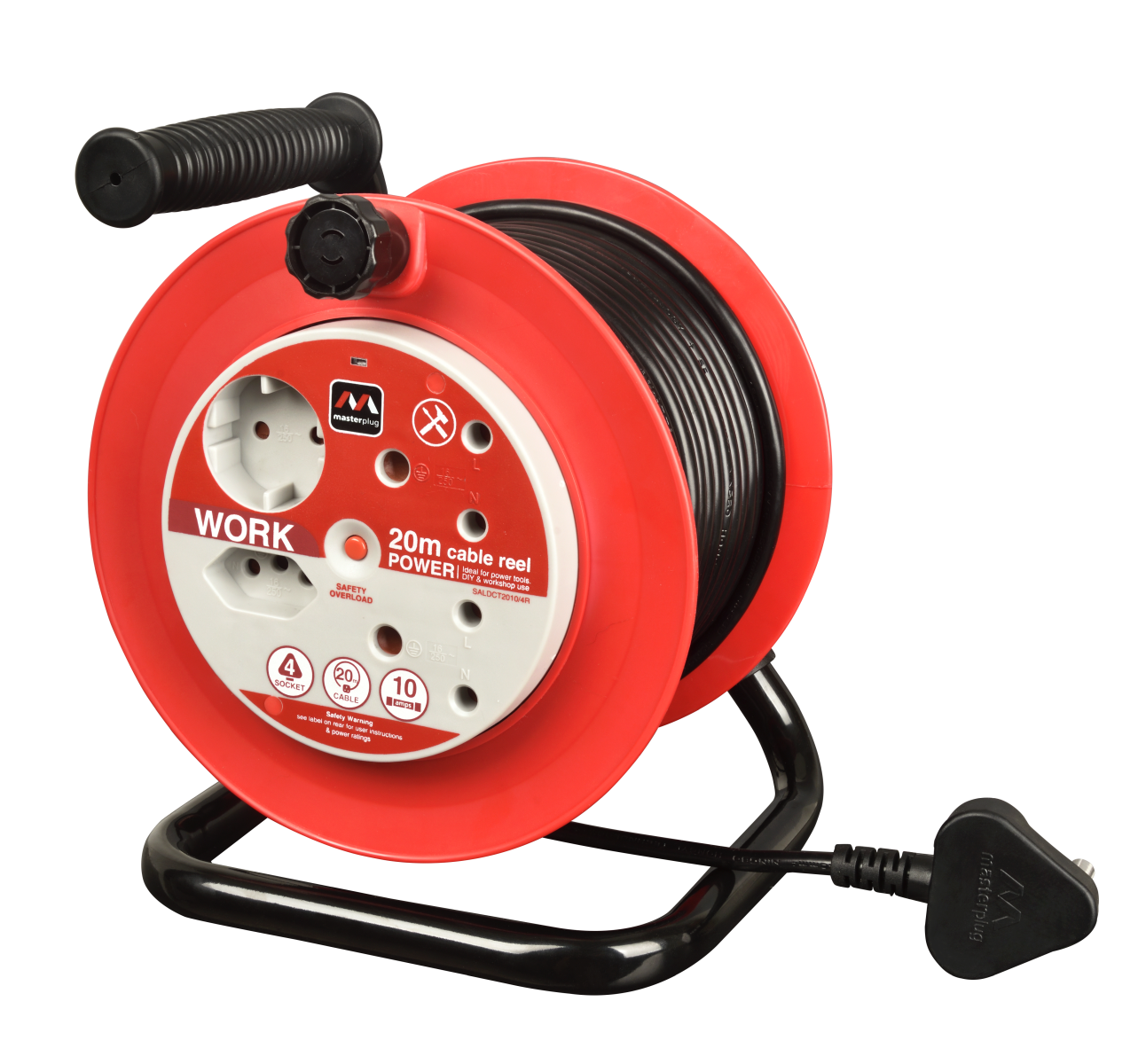 Image of  Masterplug Pro-Xt 4 Socket Without Switch 20 Metre Open Cable Reel Plastic inElectrical & Lighting,Electrical Accessories,Multiplugs & Extension Cords
