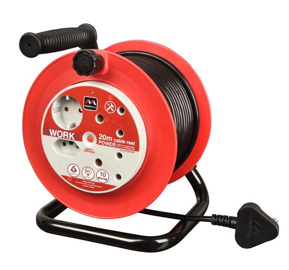 Image of  Masterplug Pro-Xt 4 Socket Without Switch 20 Metre Open Cable Reel Plastic inElectrical & Lighting,Electrical Accessories,Multiplugs & Extension Cords
