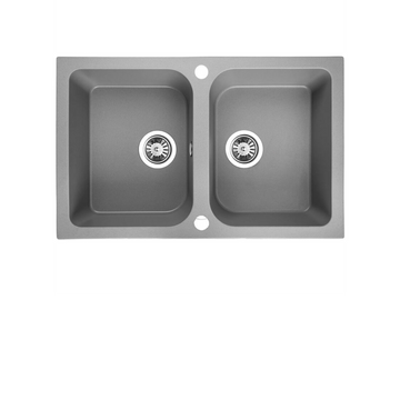 Buy grey Laveo Celia Granite Sink 2 Bowl