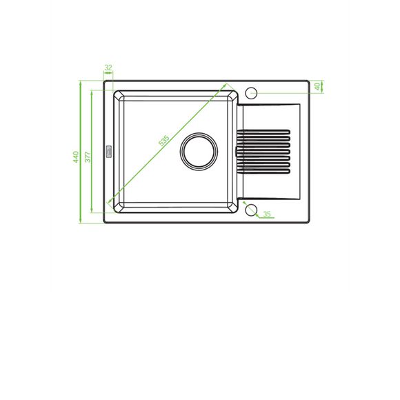 Laveo Celia Granite Sink 1 Bowl Half Drainer