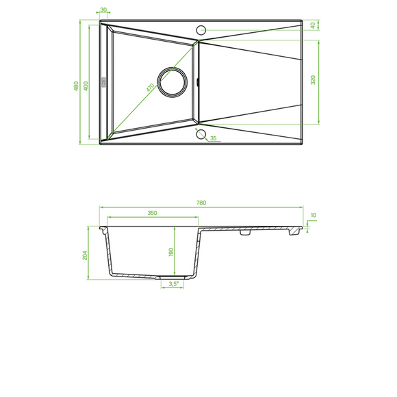 Laveo Grenada Granite Sink 1 Bowl with Drainer