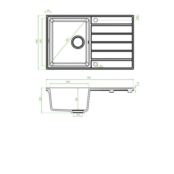 Laveo Margarita Granite Sink 1 Bowl with Drainer
