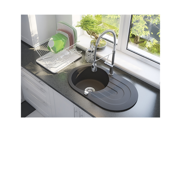 Laveo Dafne Granite Sink 1 Bowl with Full Drainer Round