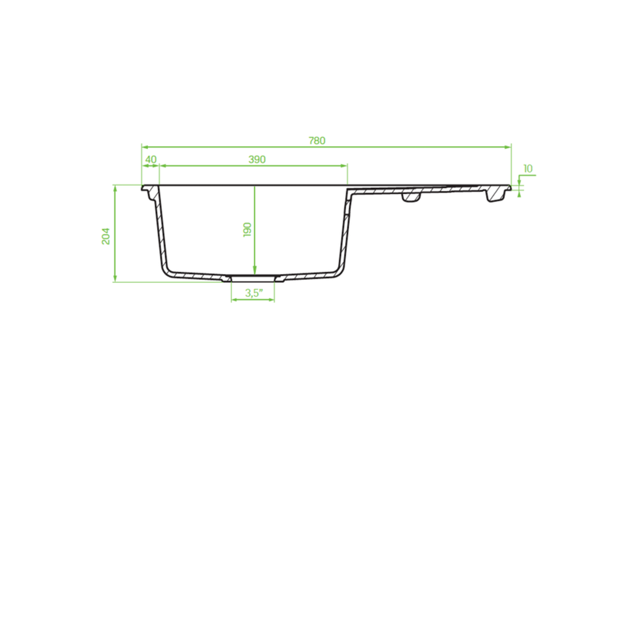 Laveo Dafne Granite Sink 1 Bowl with Full Drainer Round