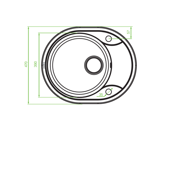 Laveo Dafne Granite Sink 1 Bowl with Half Drainer Round