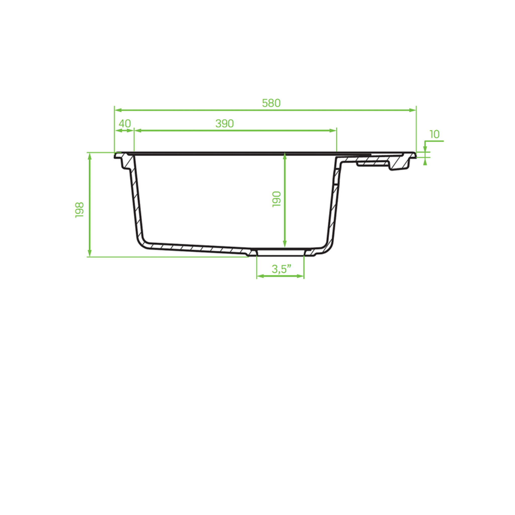 Laveo Dafne Granite Sink 1 Bowl with Half Drainer Round