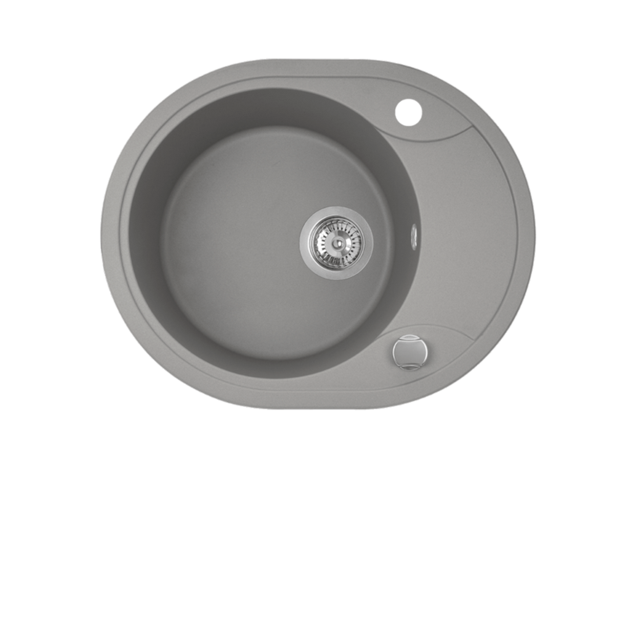 Buy grey Laveo Dafne Granite Sink 1 Bowl with Half Drainer Round