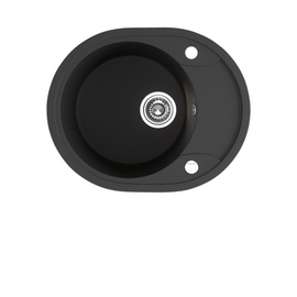 Buy black Laveo Dafne Granite Sink 1 Bowl with Half Drainer Round