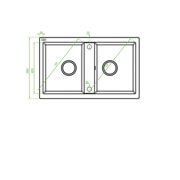 Laveo Barbados Granite Sink 2 Bowl