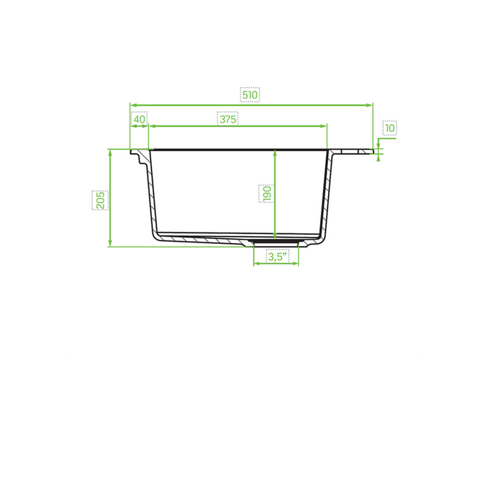 Laveo Dafne Granite Sink 1 Bowl T/HL Round