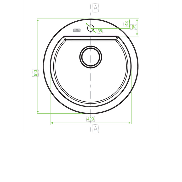 Laveo Dafne Granite Sink 1 Bowl T/HL Round