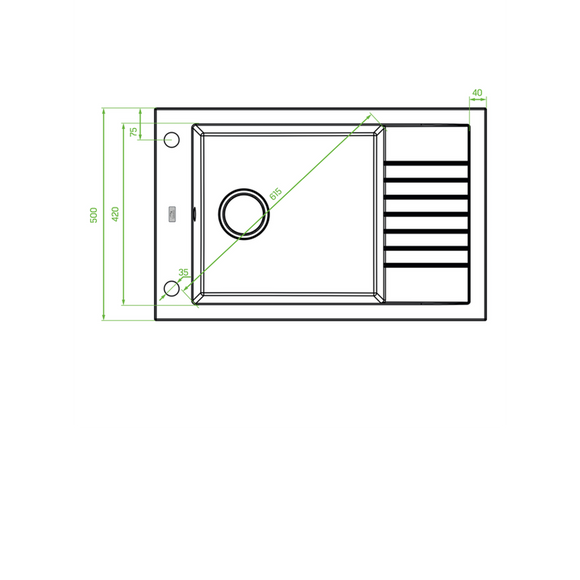Laveo Pioneer Granite Sink 1 Bowl with Half Drainer