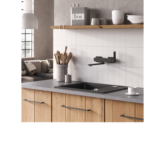 Laveo Barbados Granite Sink 1 Bowl Half Drainer