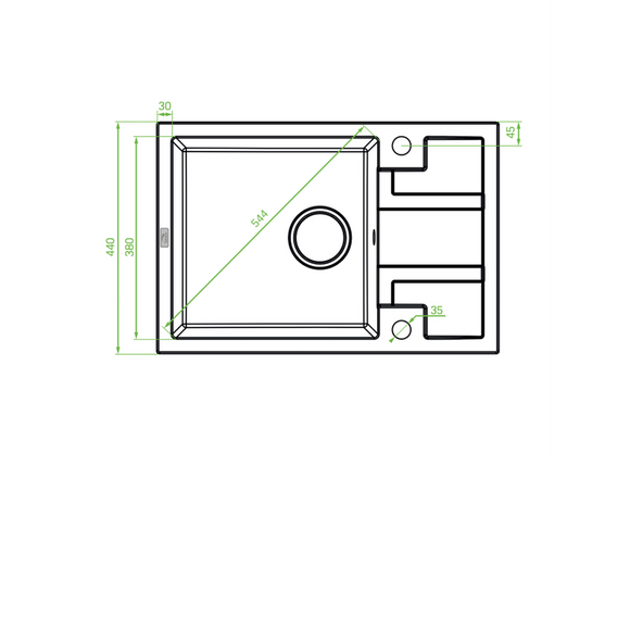 Laveo Barbados Granite Sink 1 Bowl Half Drainer