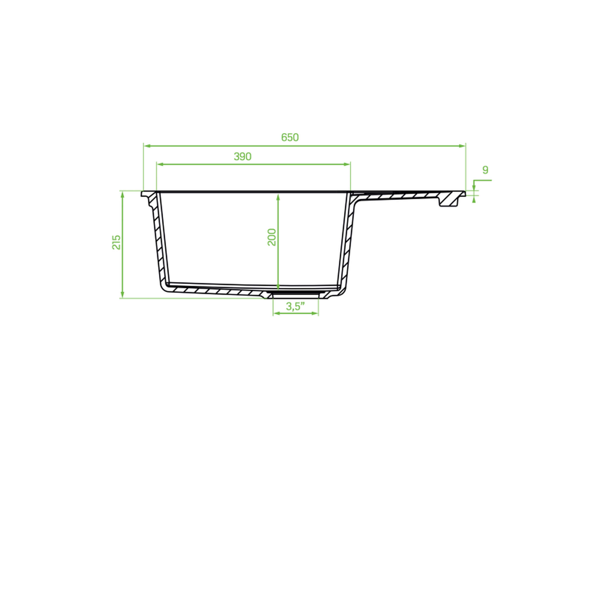 Laveo Barbados Granite Sink 1 Bowl Half Drainer