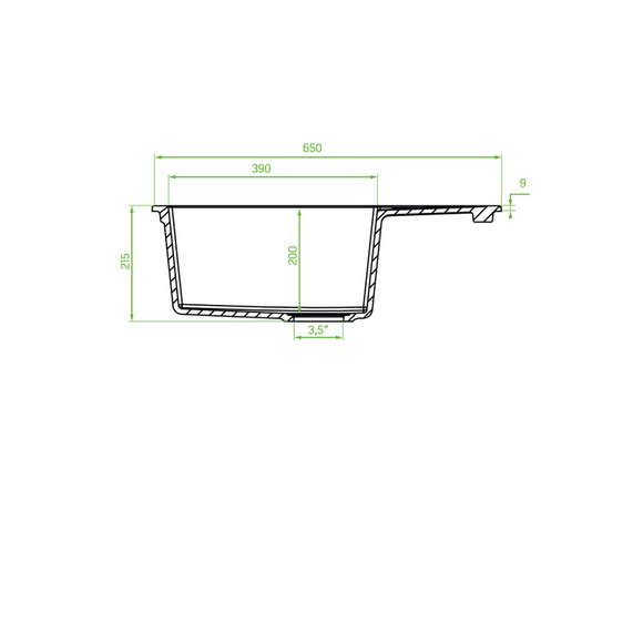 Laveo Barbados Granite Sink 1 Bowl Half Drainer