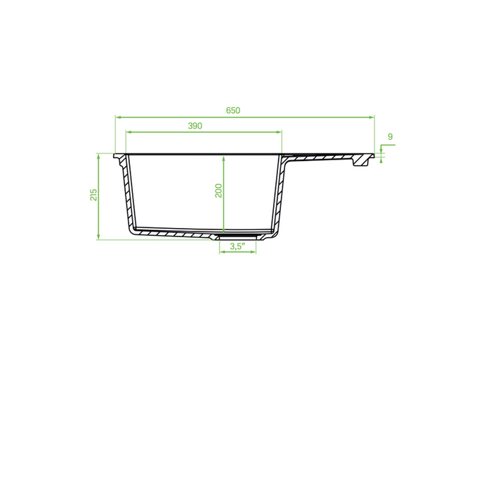 Laveo Barbados Granite Sink 1 Bowl Half Drainer